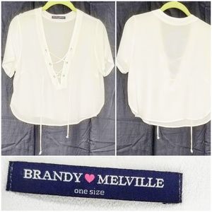 Brandy Melville White SS Rayon Crop